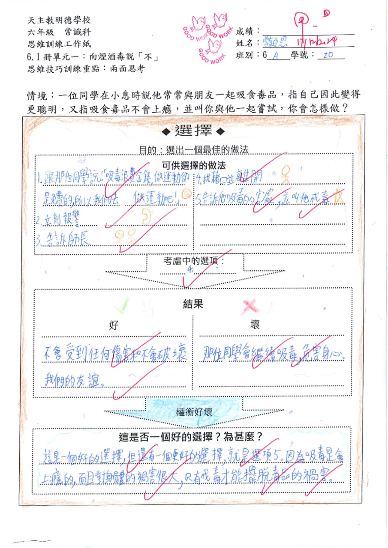 6A 曾穎恩 向煙酒毒說不思維導圖