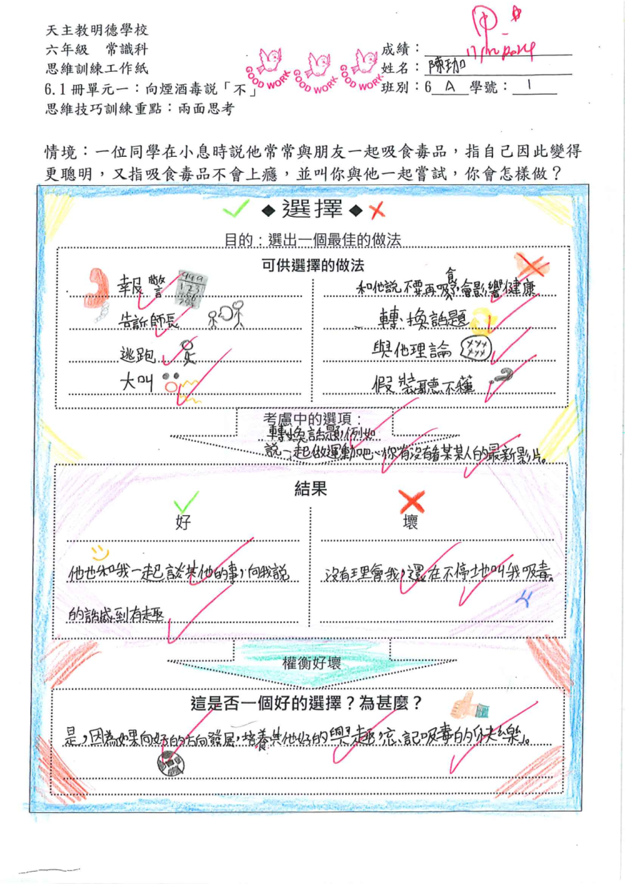 6A 陳珈 向煙酒毒說不思維導圖