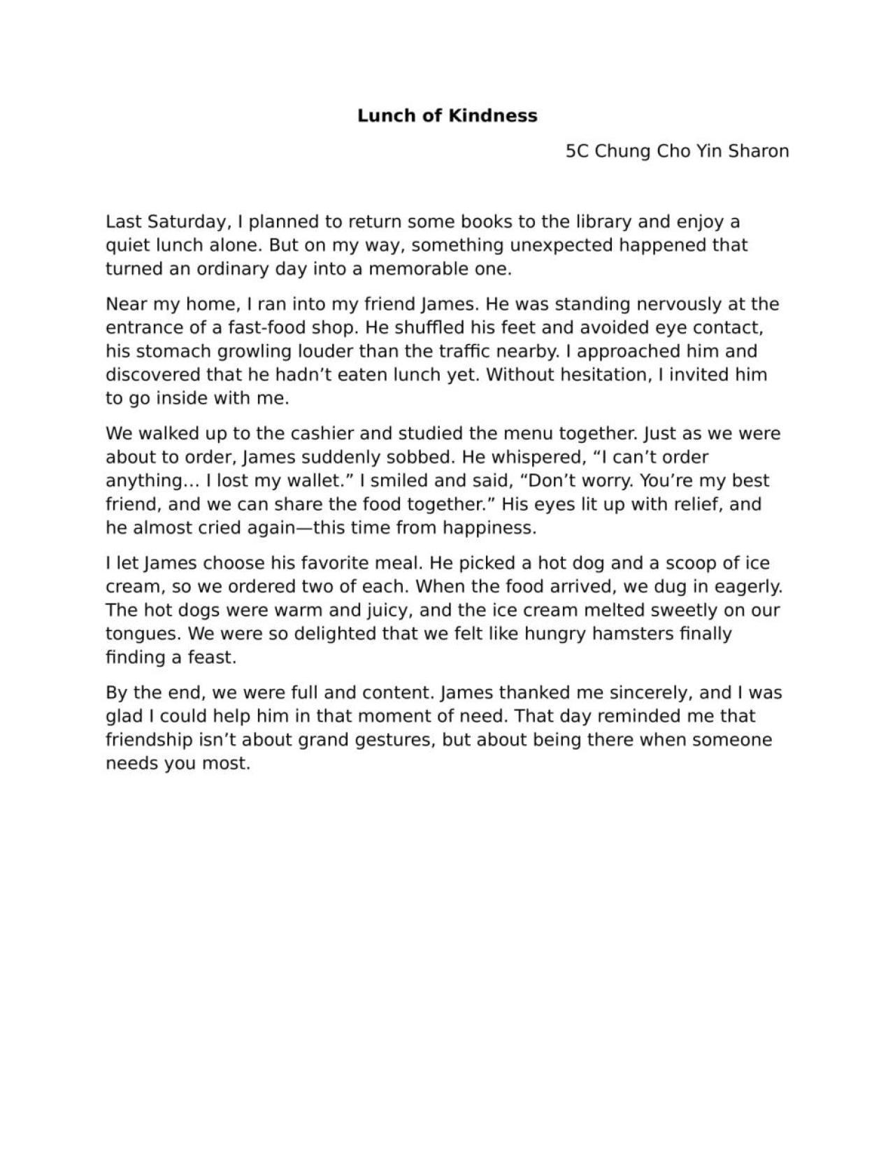 5E Chung Cho Yin Sharaon Lunch of Kindness